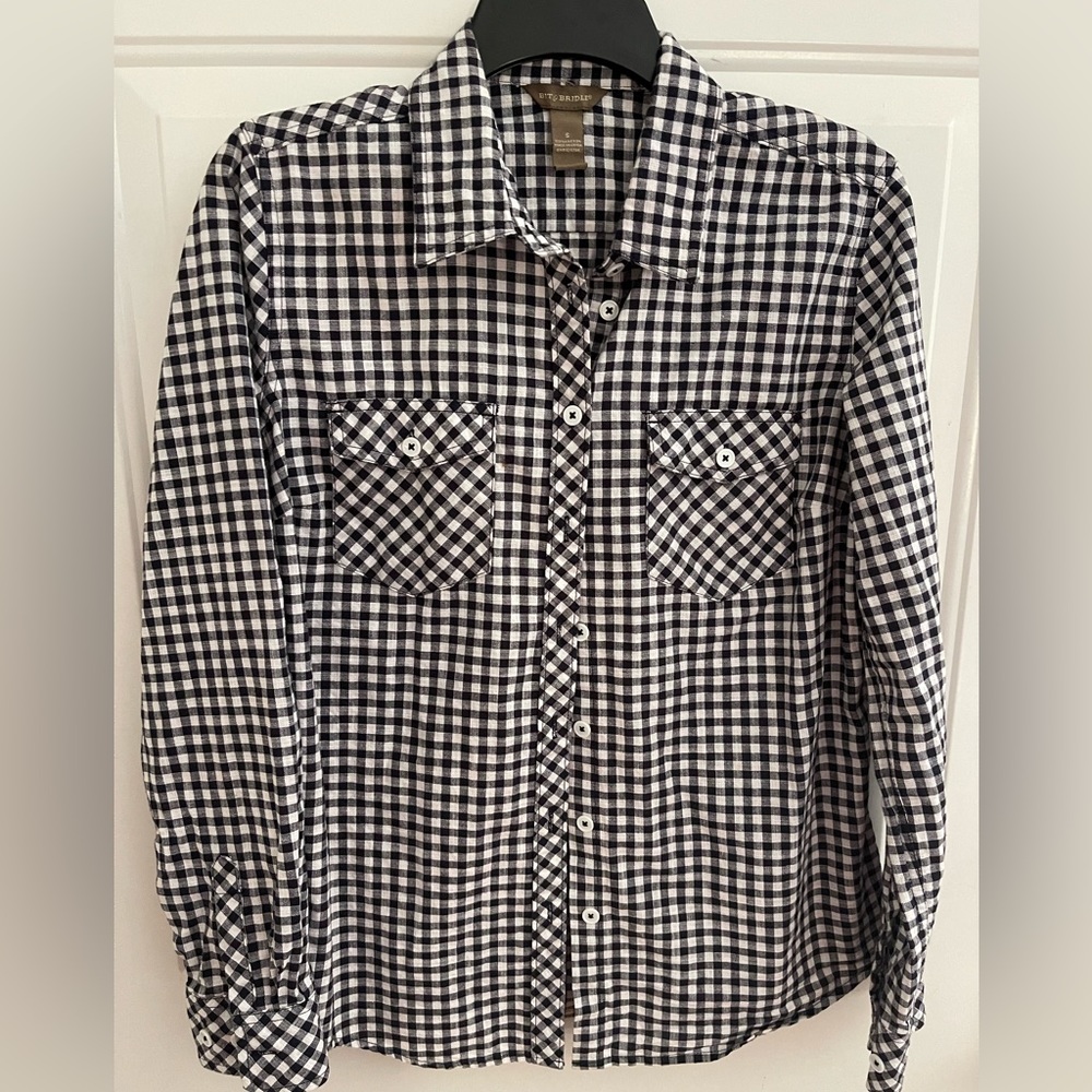Bit & Bridle Checkered Button Up Women’s Shirt Bl… - image 1